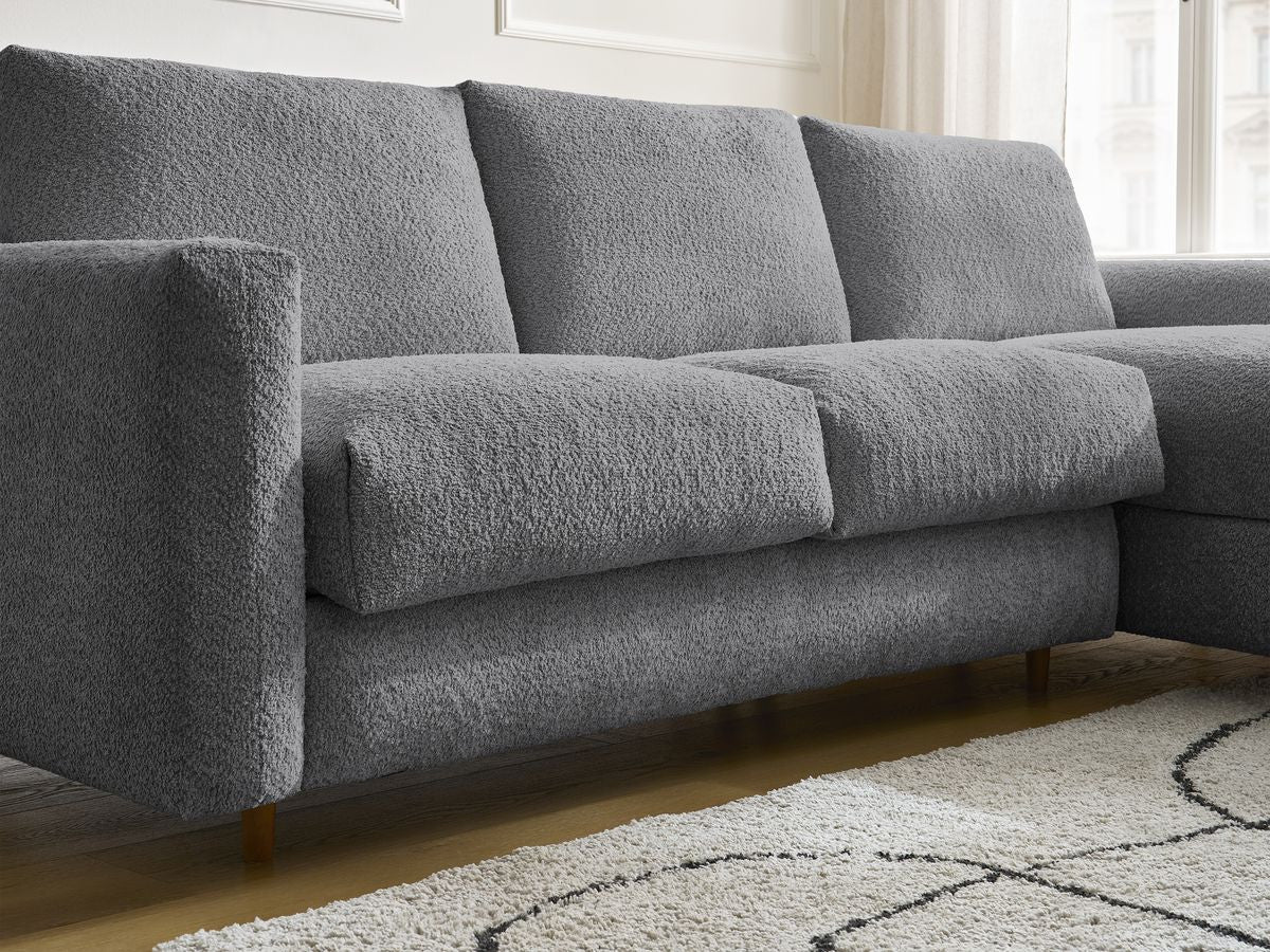 Cocoone - Sofá esquinero reversible convertible nuevo con apertura exprés - Tejido bouclé