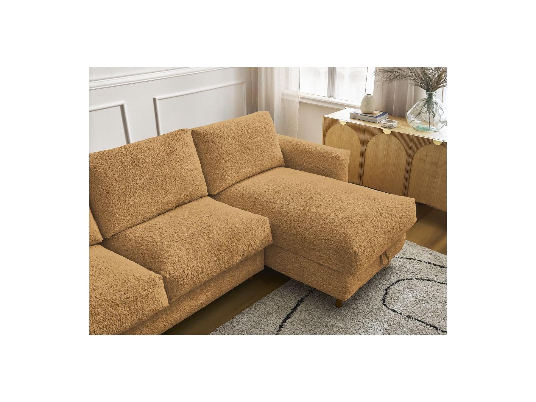 Cocoone - Sofá esquinero reversible convertible nuevo con apertura exprés - Tejido bouclé