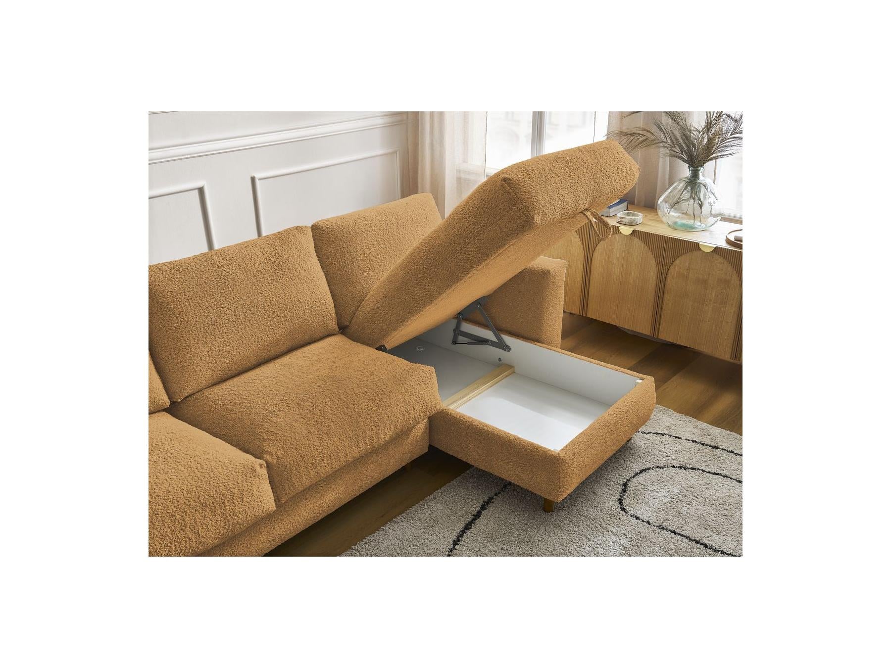 Cocoone - Sofá esquinero reversible convertible nuevo con apertura exprés - Tejido bouclé