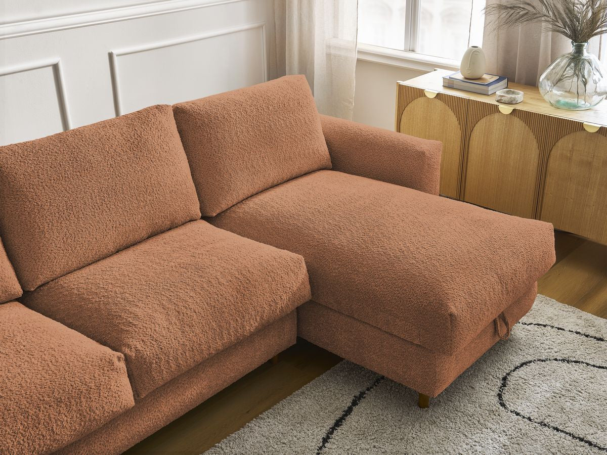 Cocoone - Sofá esquinero reversible convertible nuevo con apertura exprés - Tejido bouclé