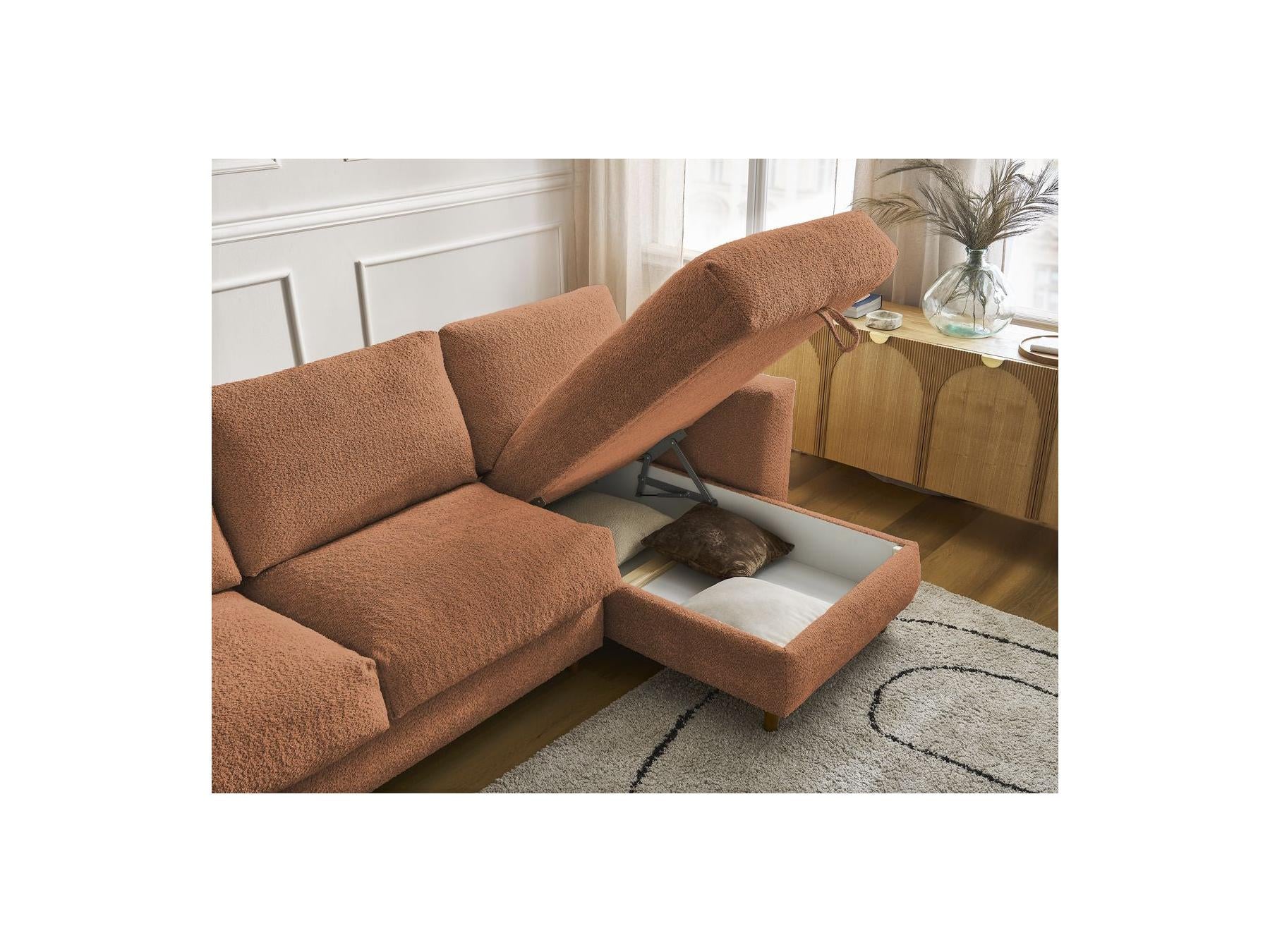 Cocoone - Sofá esquinero reversible convertible nuevo con apertura exprés - Tejido bouclé