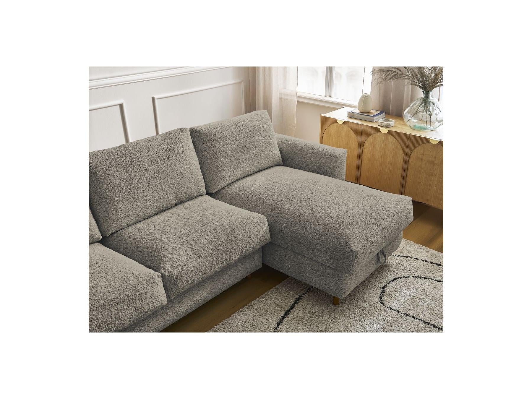 Cocoone - Sofá esquinero reversible convertible nuevo con apertura exprés - Tejido bouclé