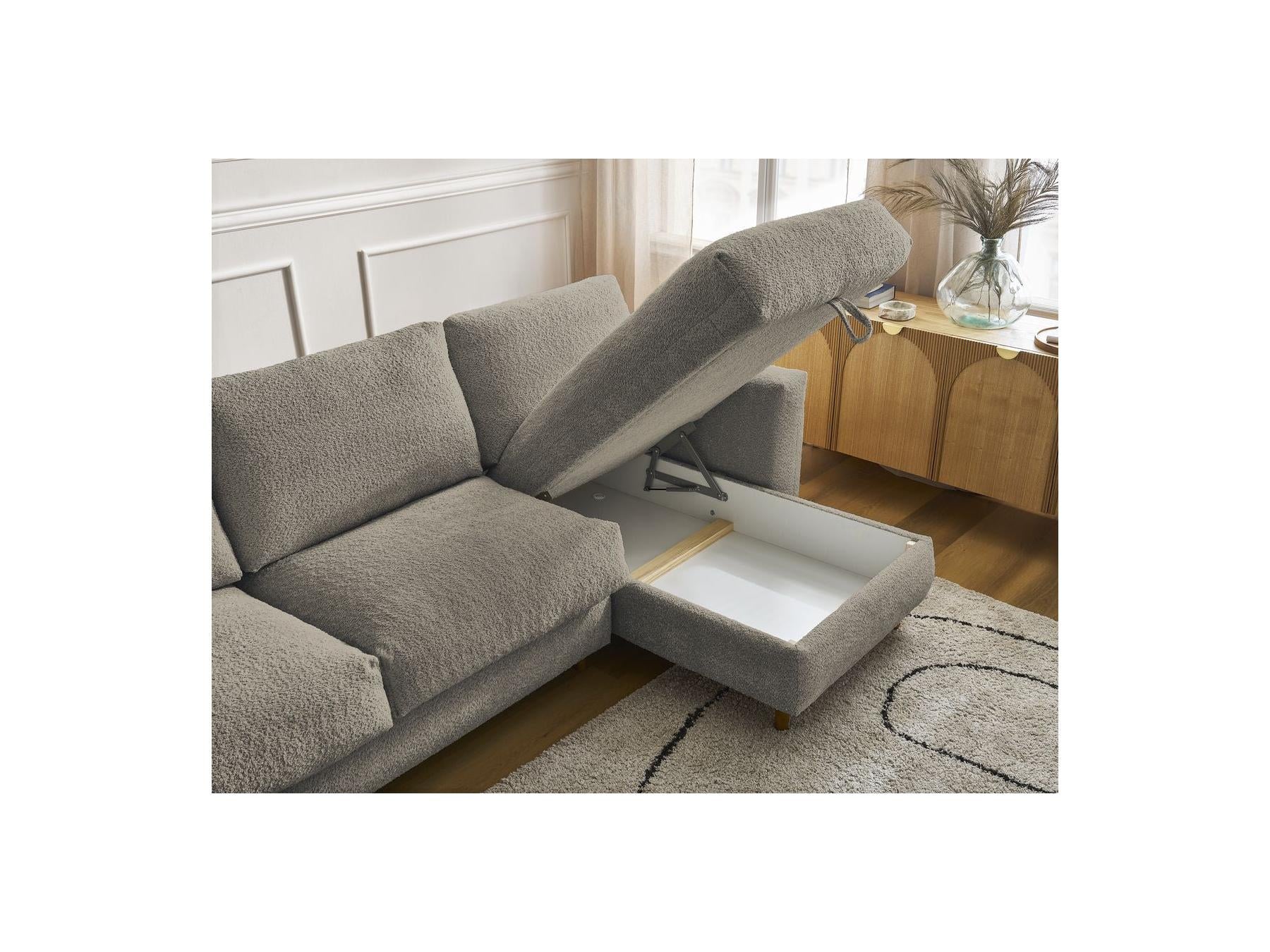 Cocoone - Sofá esquinero reversible convertible nuevo con apertura exprés - Tejido bouclé