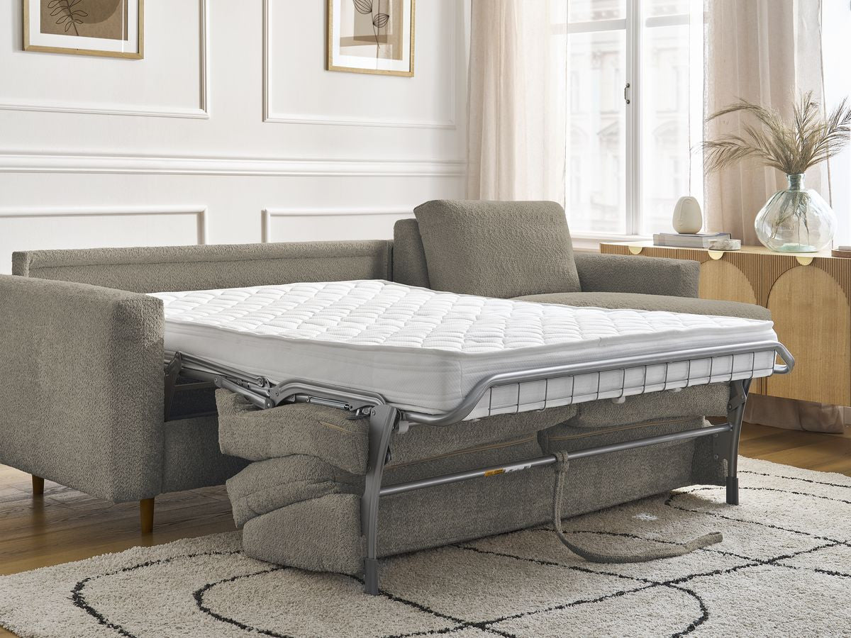 Cocoone - Sofá esquinero reversible convertible nuevo con apertura exprés - Tejido bouclé