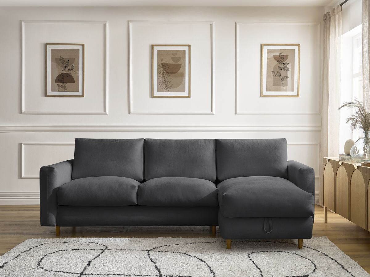 Cocoone - Canapé D'Angle Réversible Convertible Nouveau Ouverture Express - Tissu Lisse