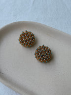 Pendientes Carven Vintage - Estrás Y Cabujones Turquesas