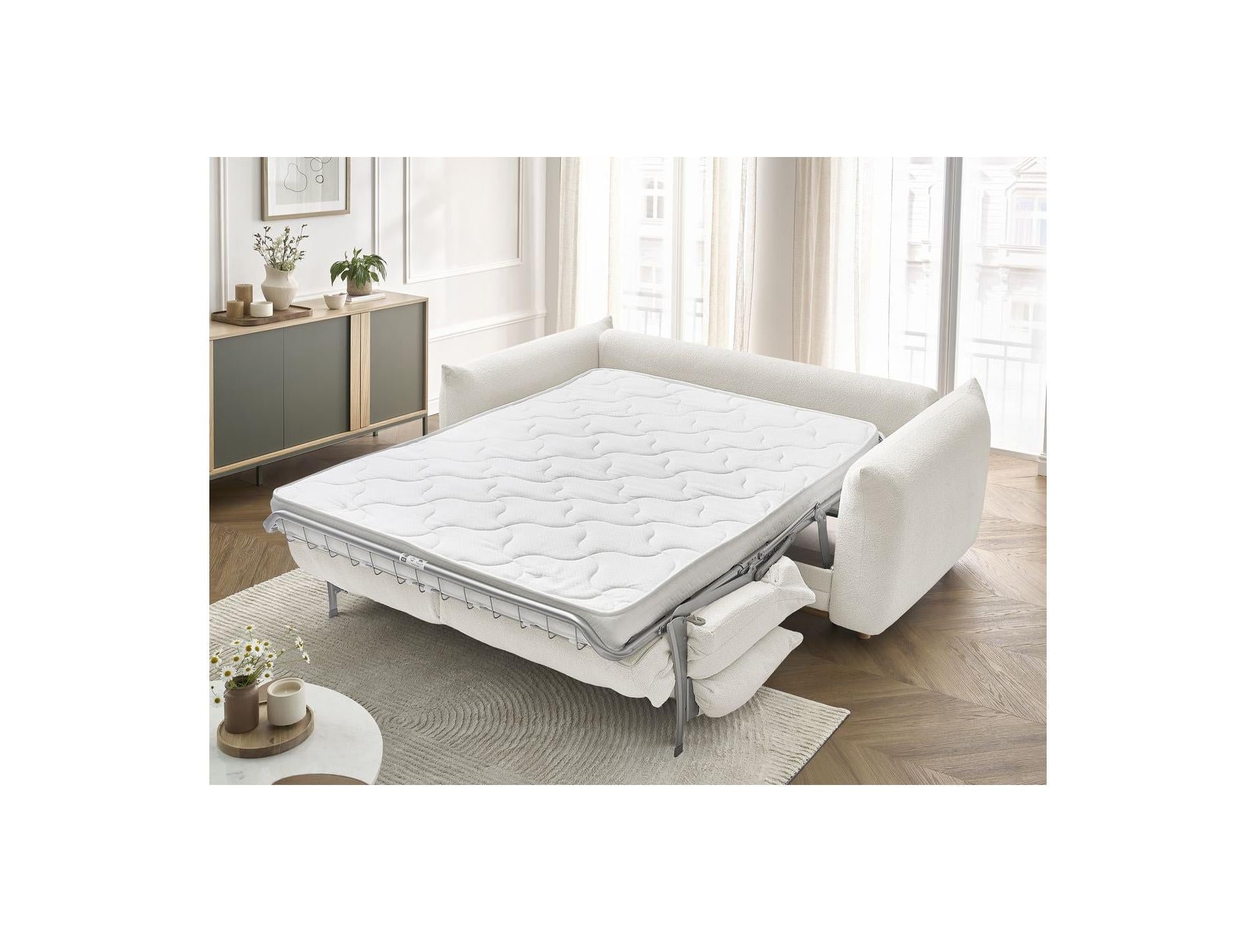 Ernest - Canapé Droit Convertible 3 Places - Tissu Bouclette