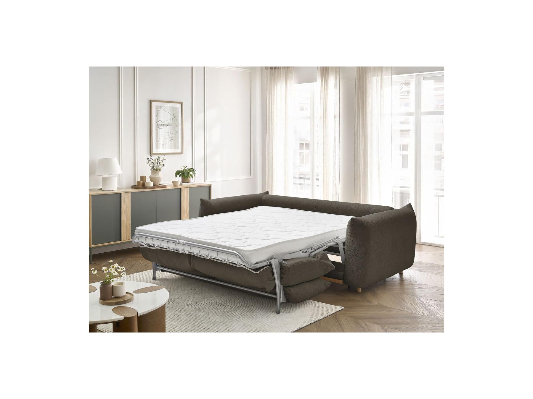 Ernest - Canapé Droit Convertible 3 Places - Tissu Bouclette