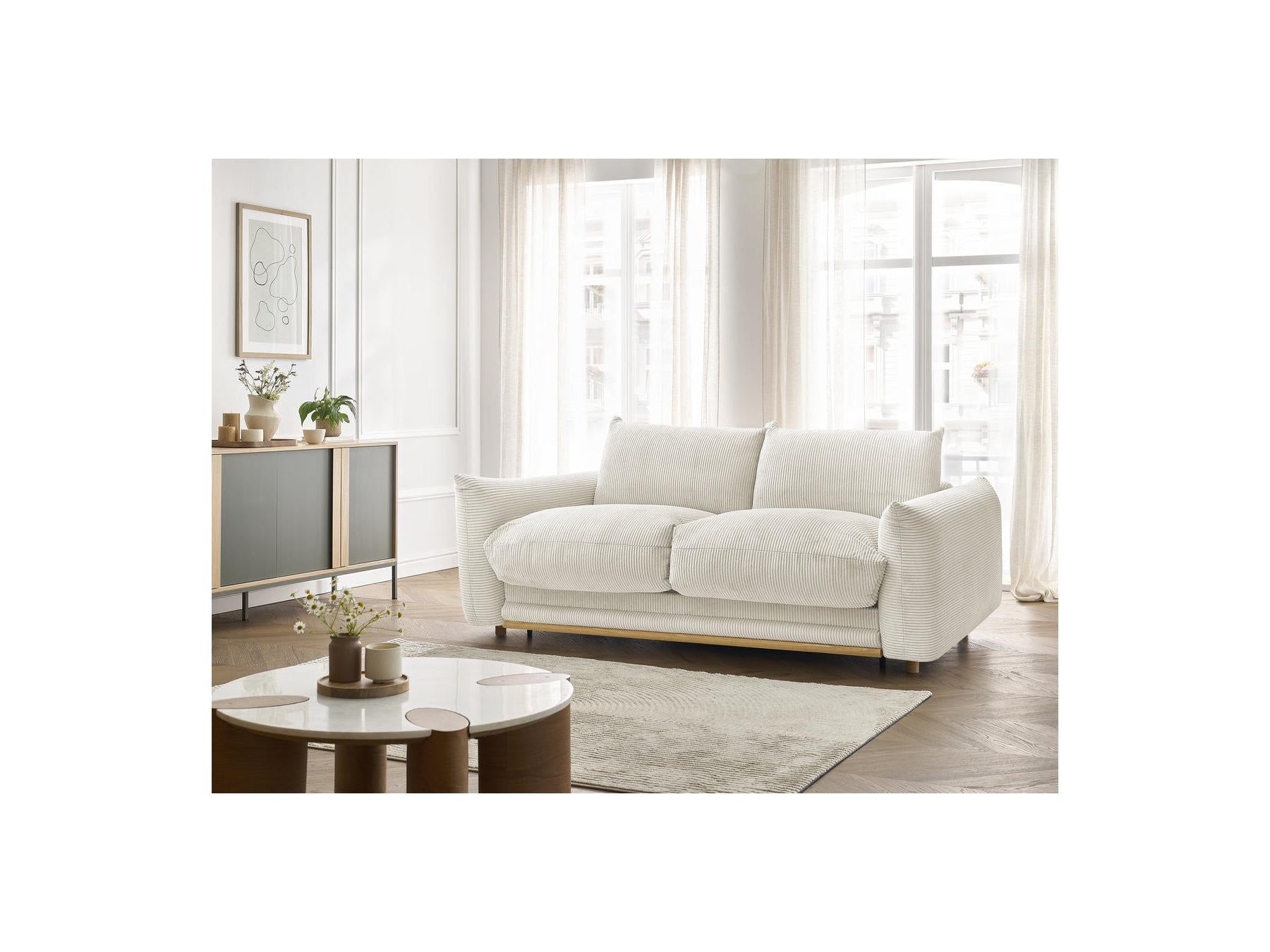 Ernest - Canapé Droit Convertible 3 Places - Tissu Velours Côtelé