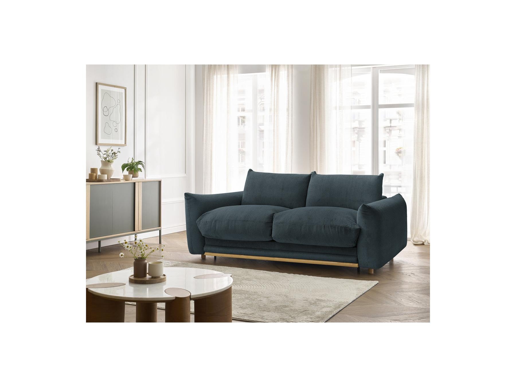 Ernest - Canapé Droit Convertible 3 Places - Tissu Velours Côtelé