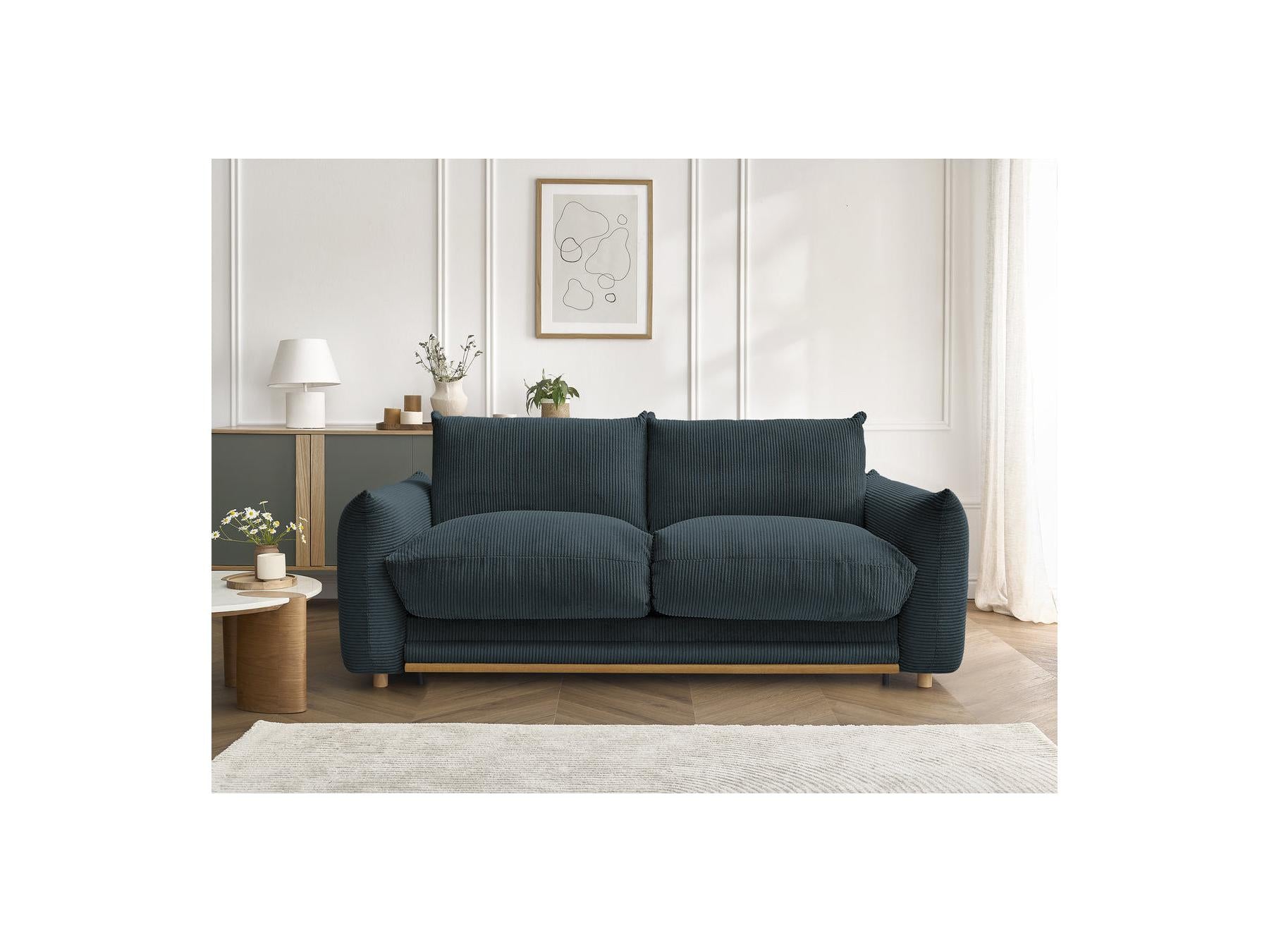Ernest - Canapé Droit Convertible 3 Places - Tissu Velours Côtelé