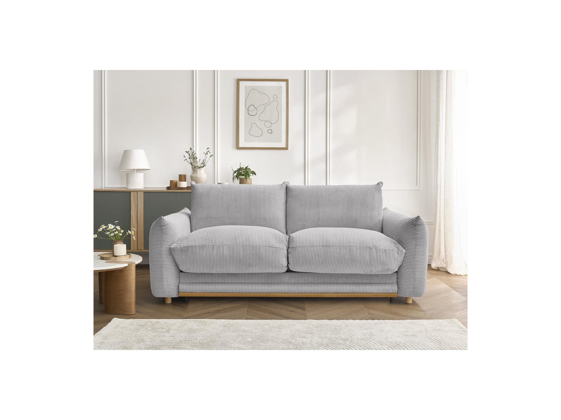 Ernest - Canapé Droit Convertible 3 Places - Tissu Velours Côtelé