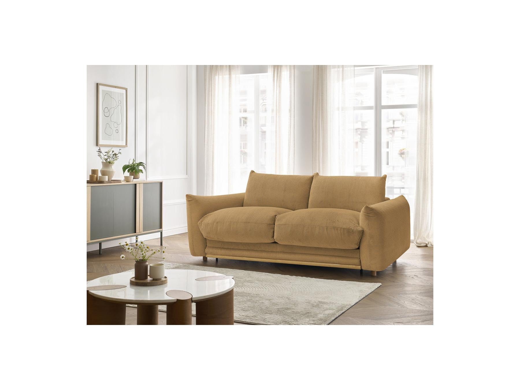 Ernest - Canapé Droit Convertible 3 Places - Tissu Velours Côtelé