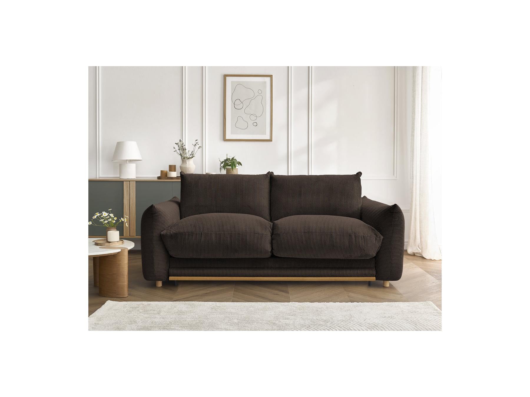 Ernest - Canapé Droit Convertible 3 Places - Tissu Velours Côtelé