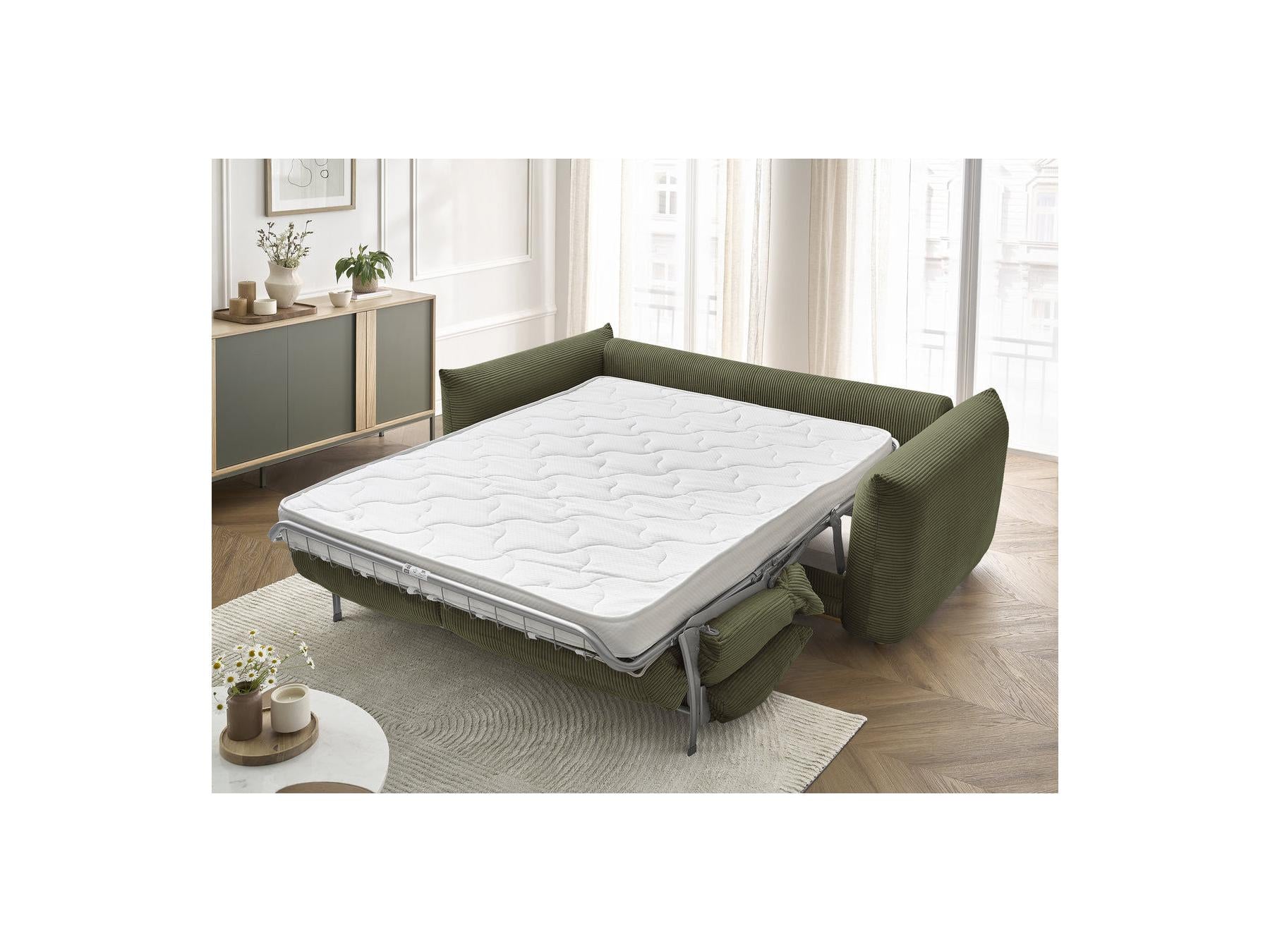Ernest - Canapé Droit Convertible 3 Places - Tissu Velours Côtelé