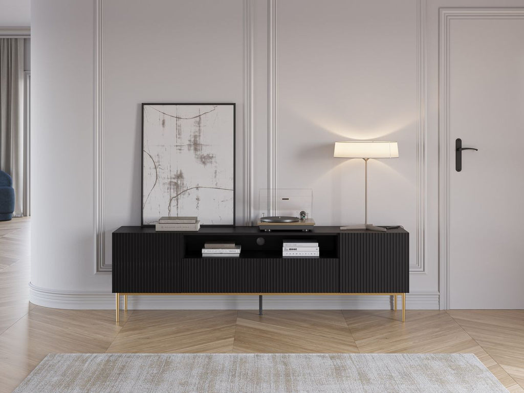 Kasha - TV Unit with Open Compartment - Gold Legs