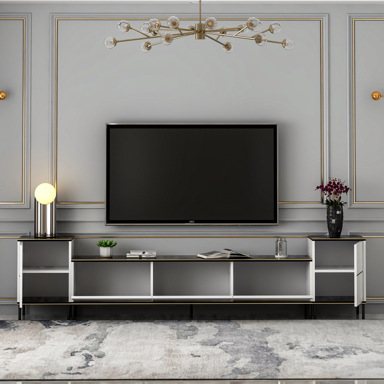 Imaj TV Unit - White / Black / Gold