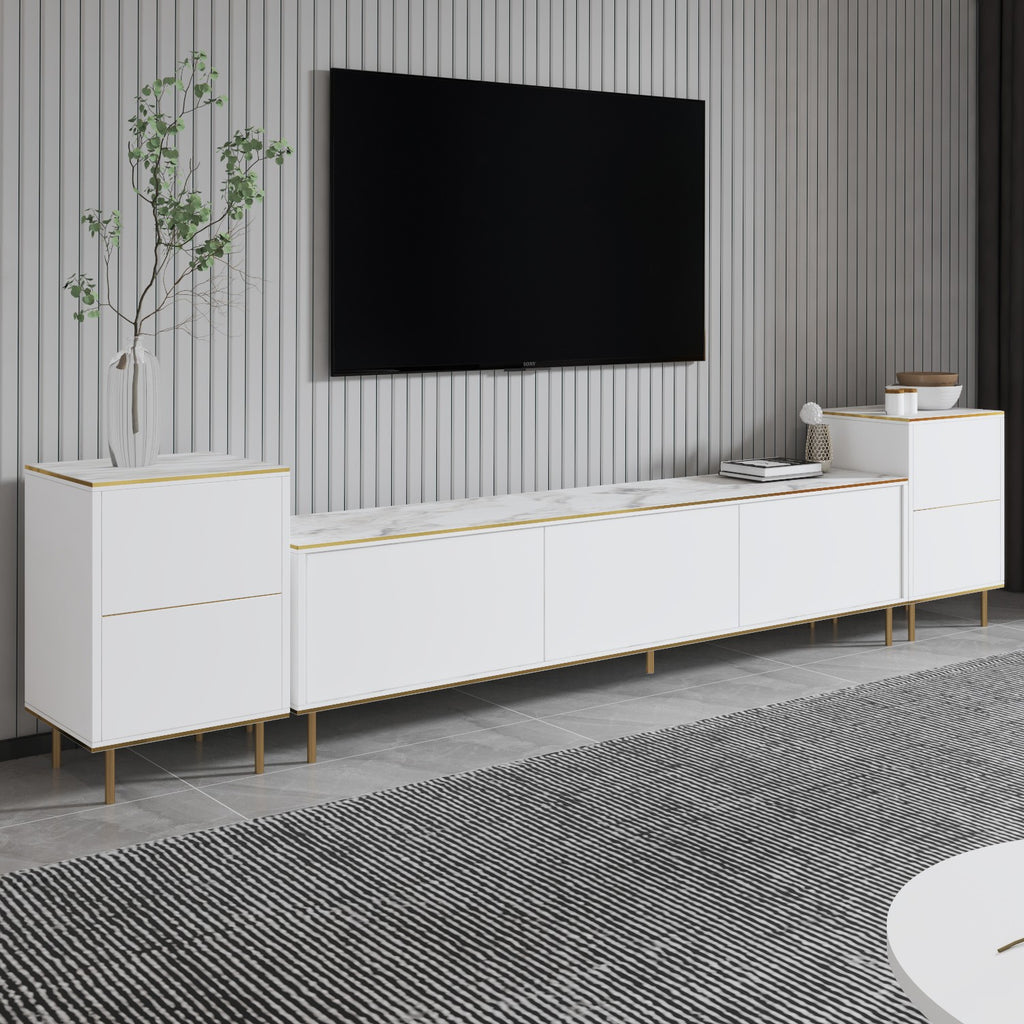 Muebles de TV Imaj - Mármol Blanco / Dorado