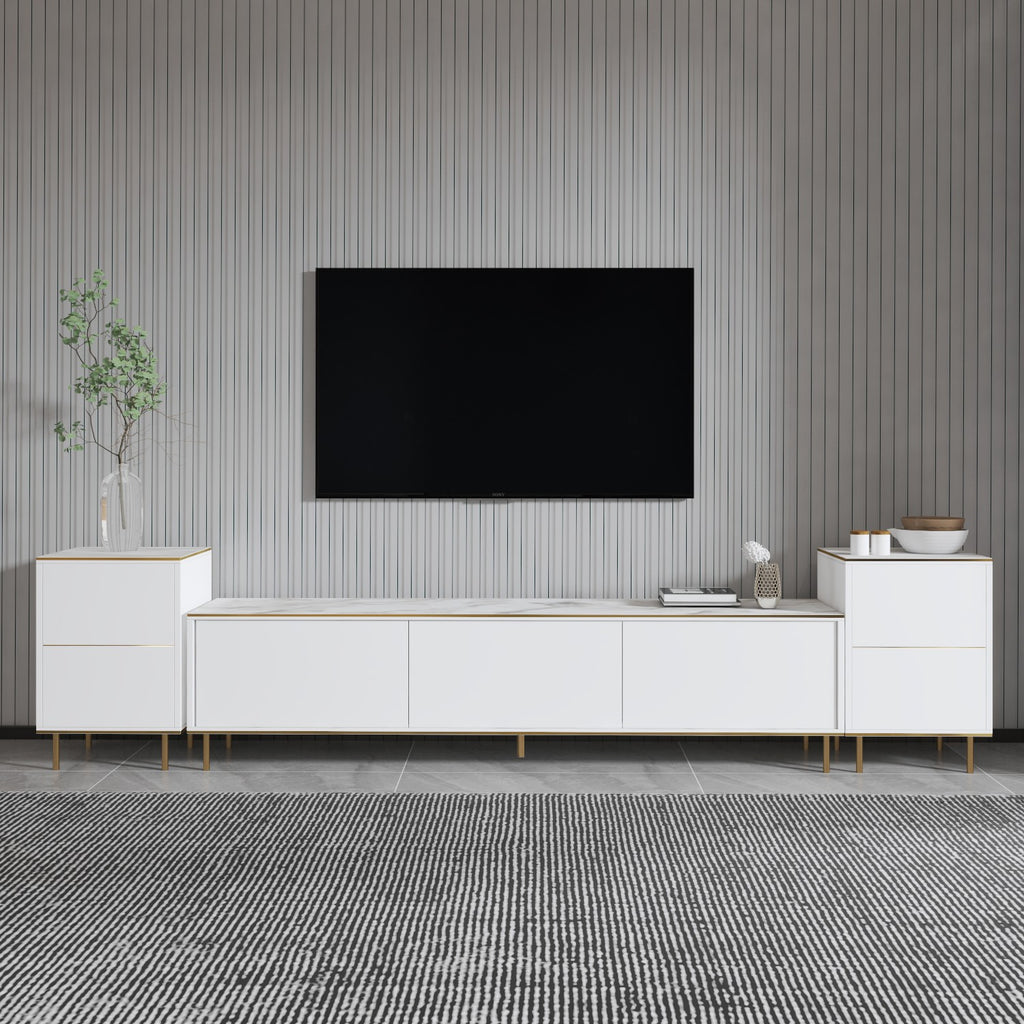 Muebles de TV Imaj - Mármol Blanco / Dorado