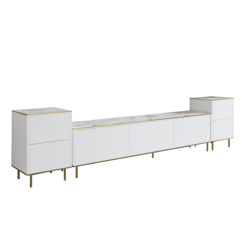 Muebles de TV Imaj - Mármol Blanco / Dorado