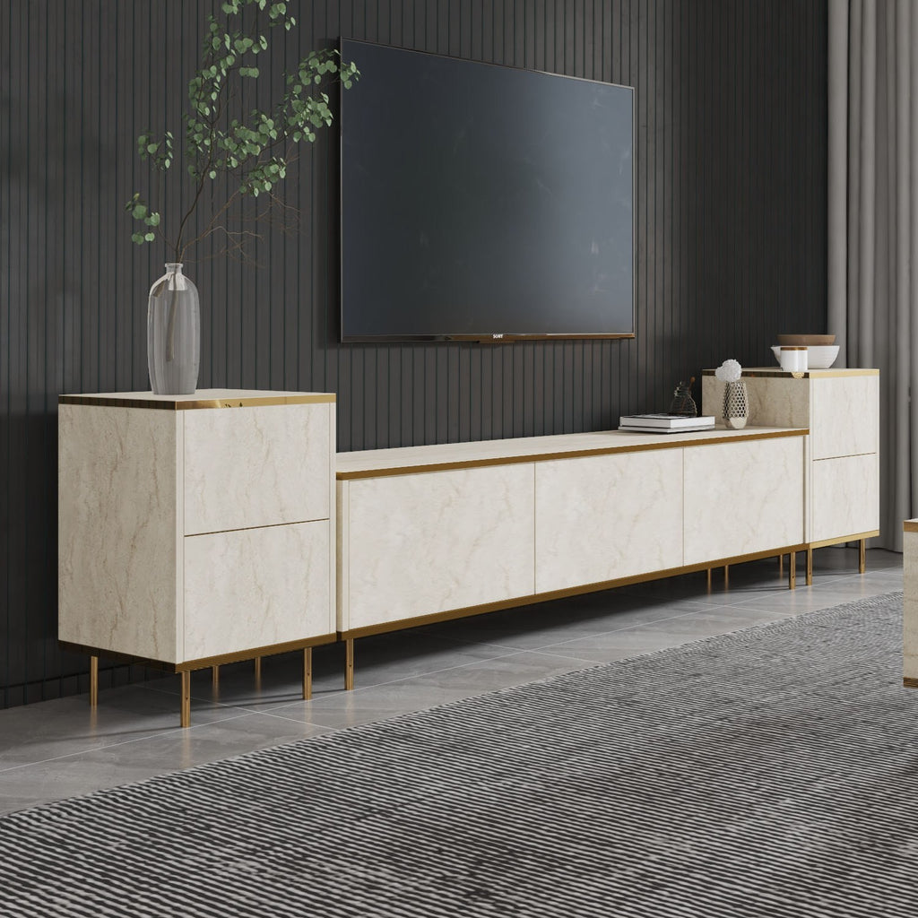 Muebles de TV Imaj - Travertino / Dorado