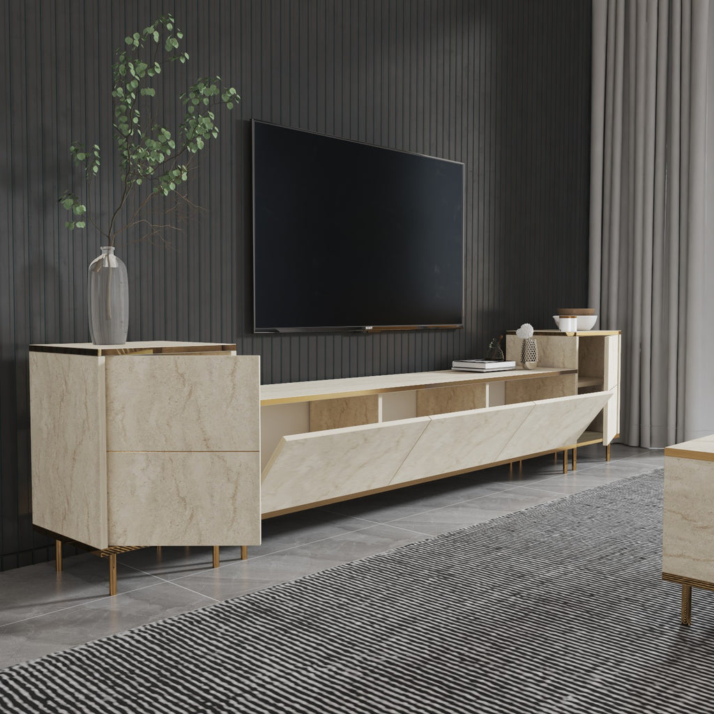 Muebles de TV Imaj - Travertino / Dorado