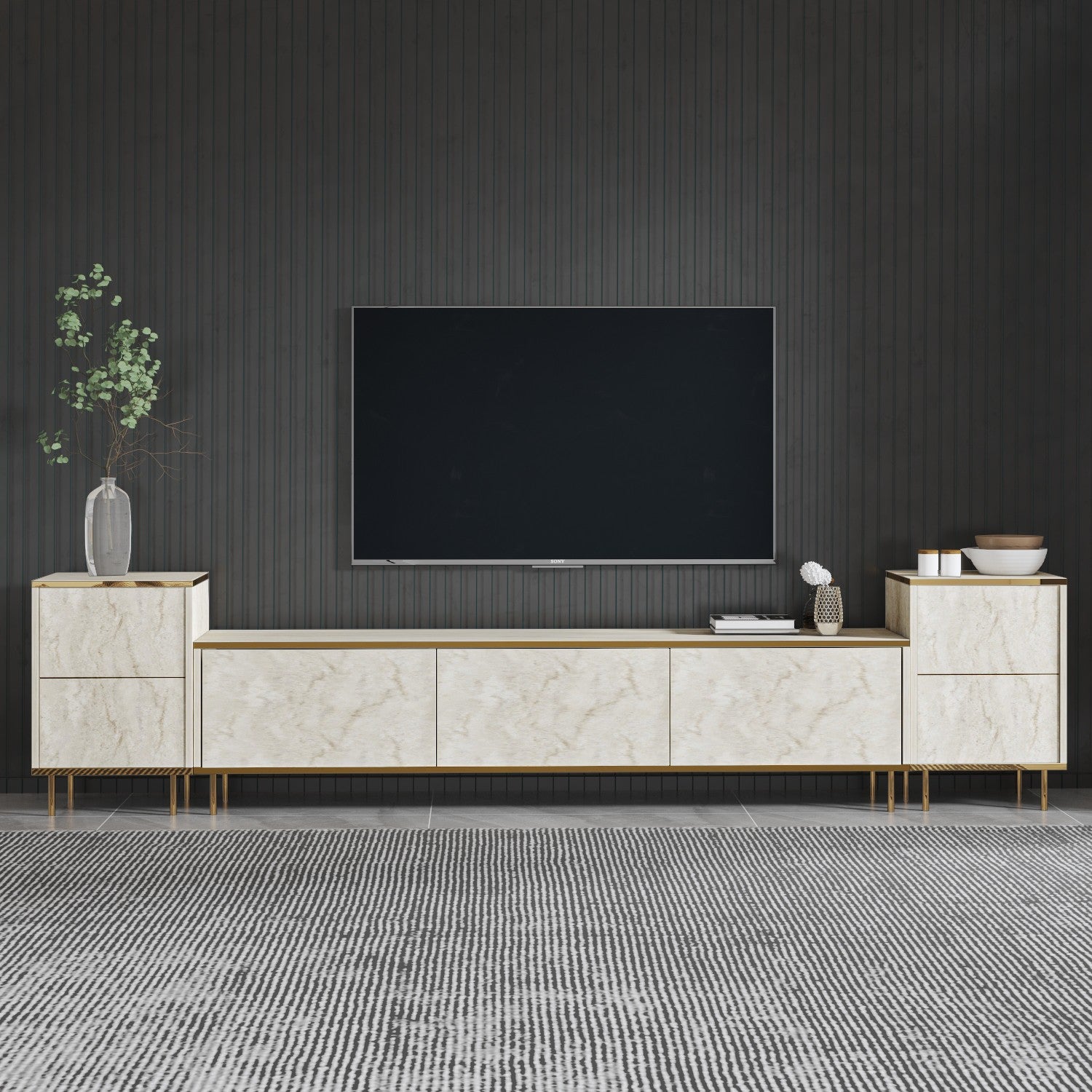 Muebles de TV Imaj - Travertino / Dorado