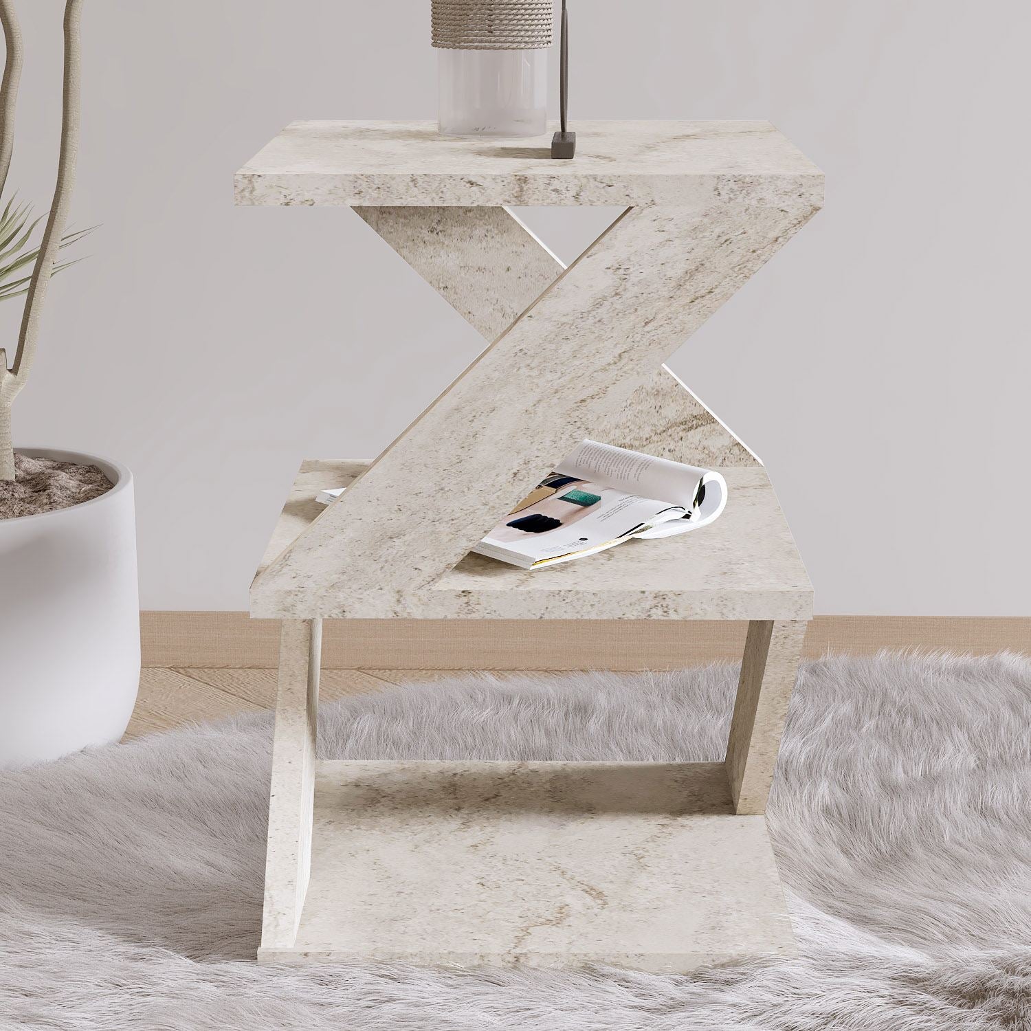 Albeni Side Table - Travertine