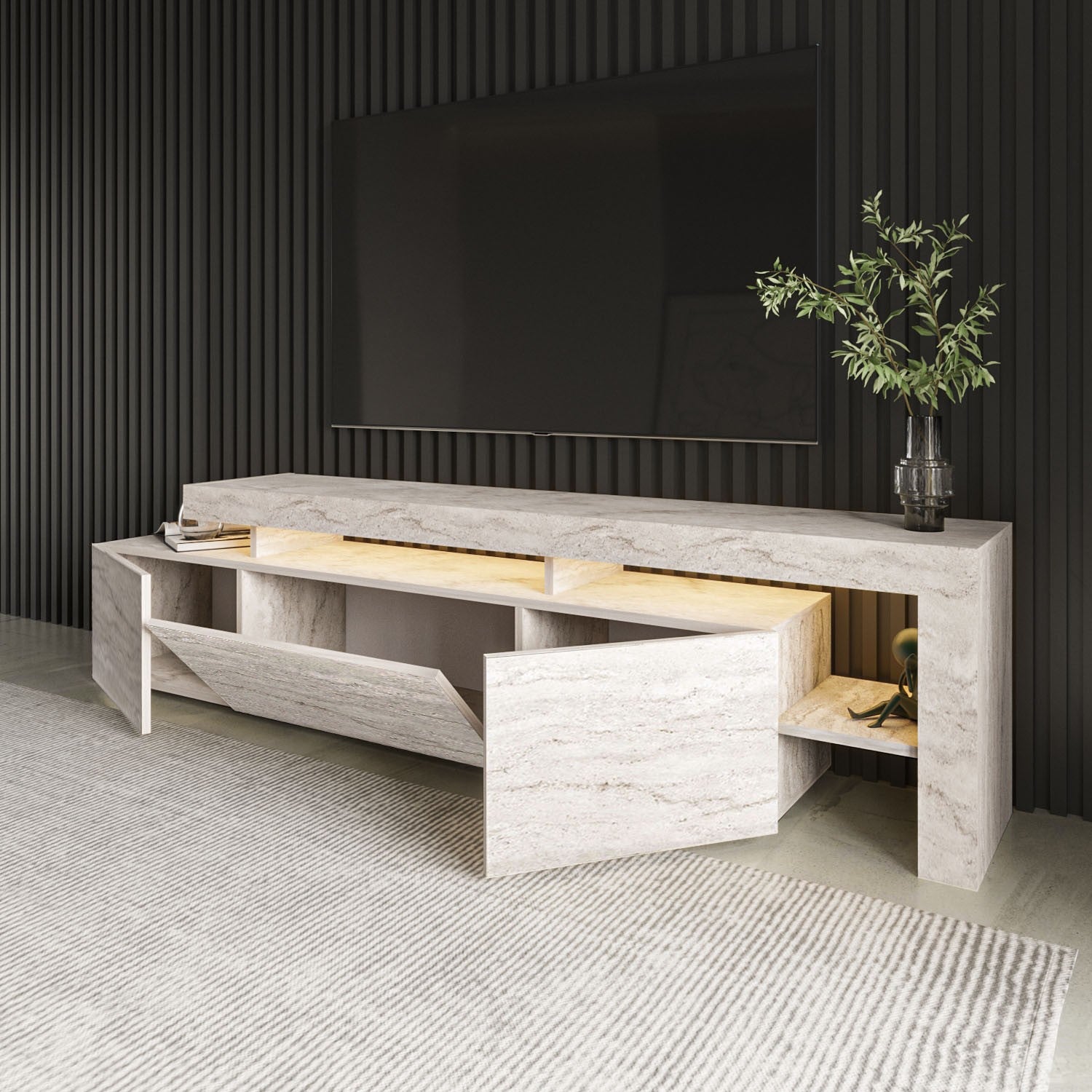 Beliz TV Unit - Travertine