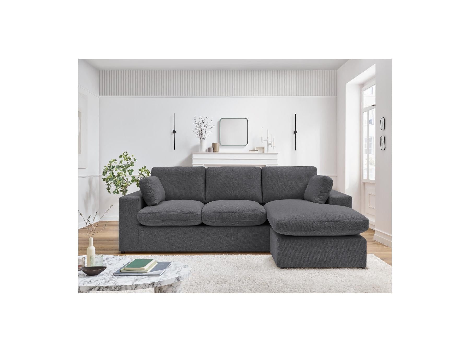 Belair - Canapé D'Angle Fixe Réversible Compact - Tissu