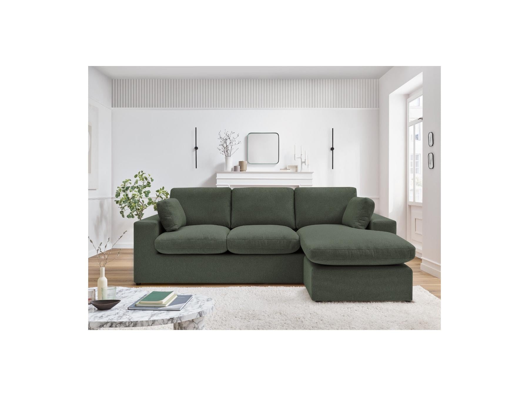 Belair - Canapé D'Angle Fixe Réversible Compact - Tissu