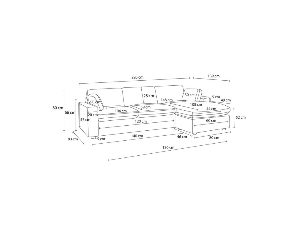 Belair - Canapé D'Angle Fixe Réversible Compact - Tissu