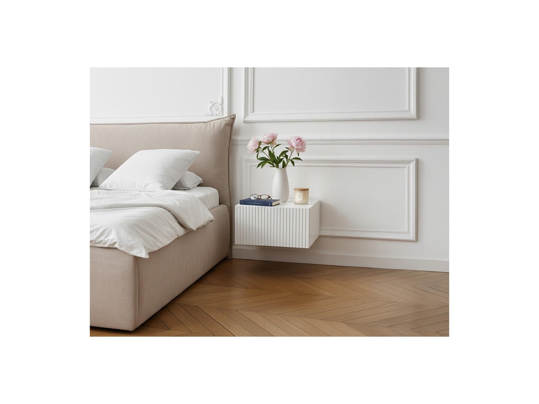 Kasha - Set Of 2 Wall-Mounted Bedside Tables With Drawer