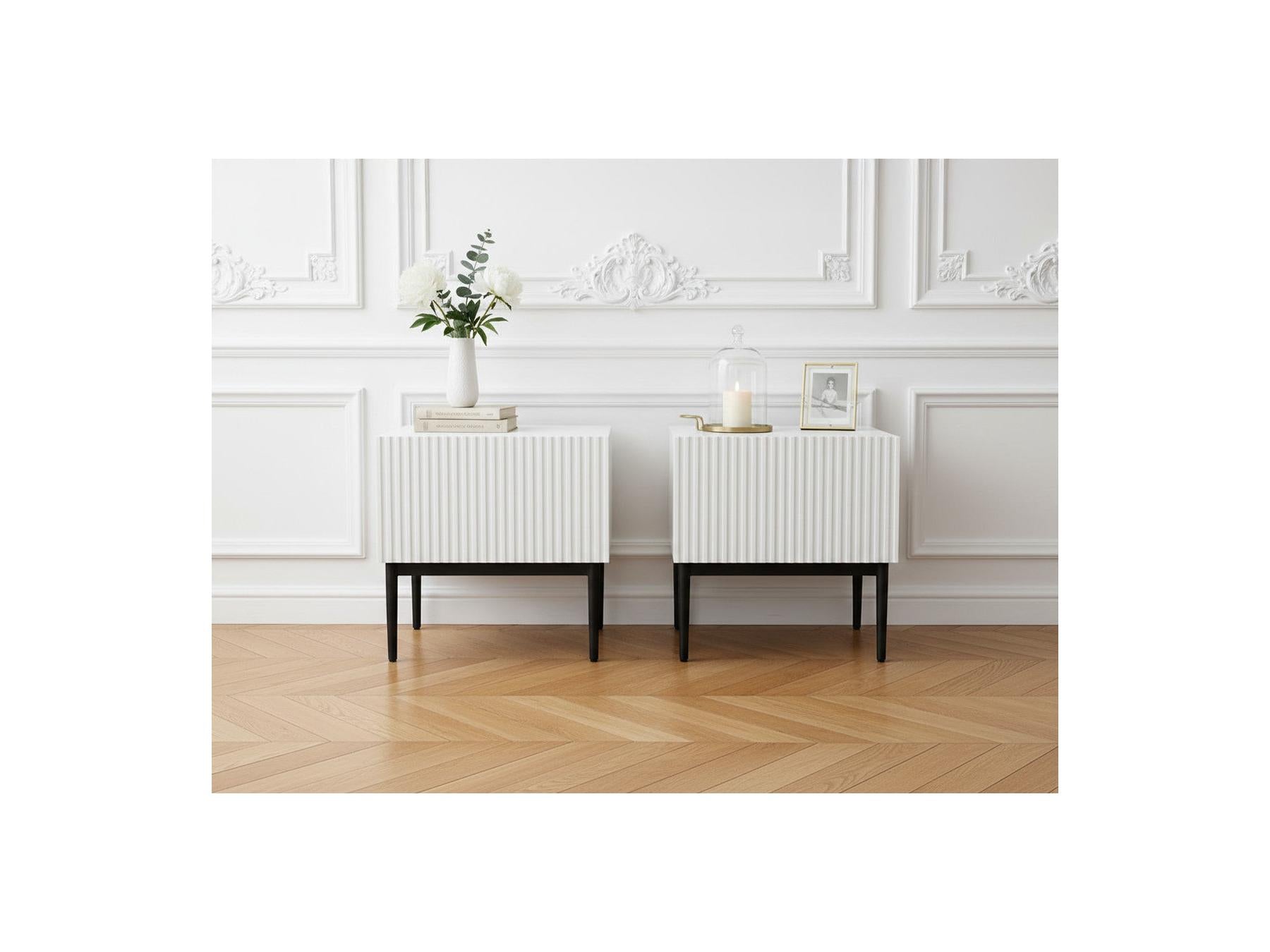 Kasha - Lot De 2 Chevets Tiroir - Pieds Noir