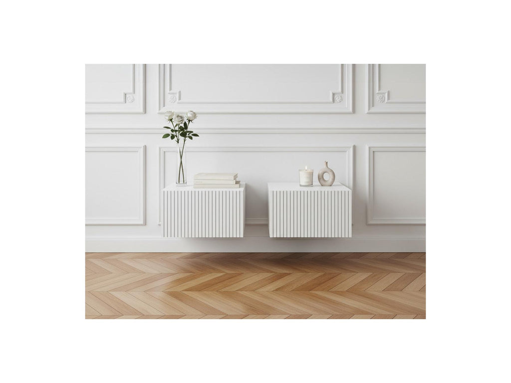 Kasha - Set Of 2 Wall-Mounted Bedside Tables With Drawer
