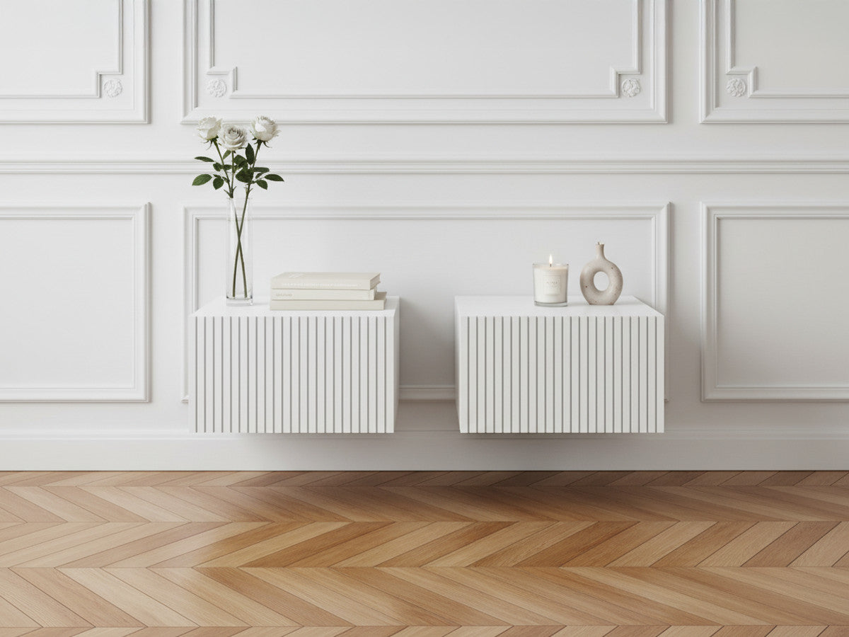 Kasha - Set Of 2 Wall-Mounted Bedside Tables With Drawer