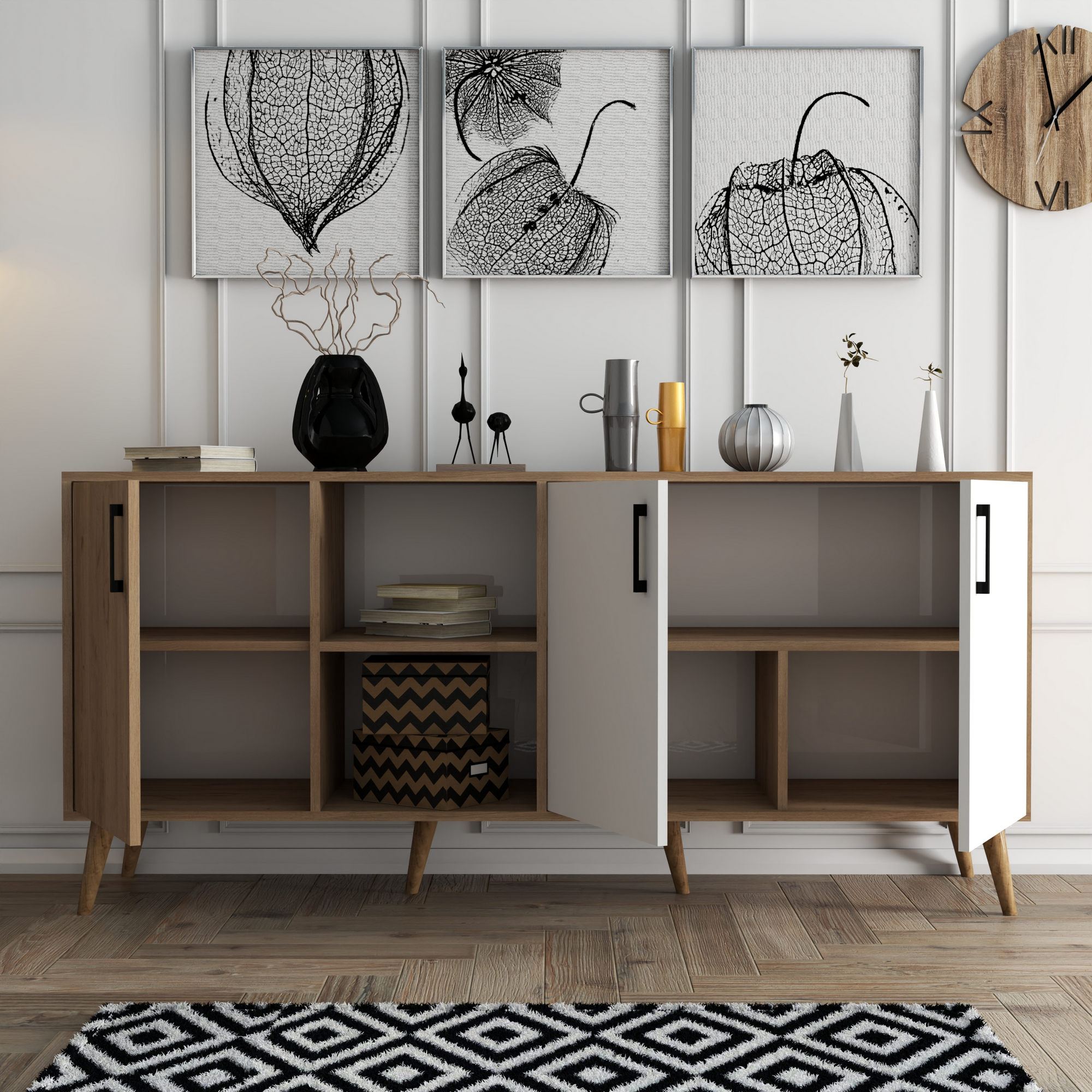 Console Tables Exxen - Oak / White