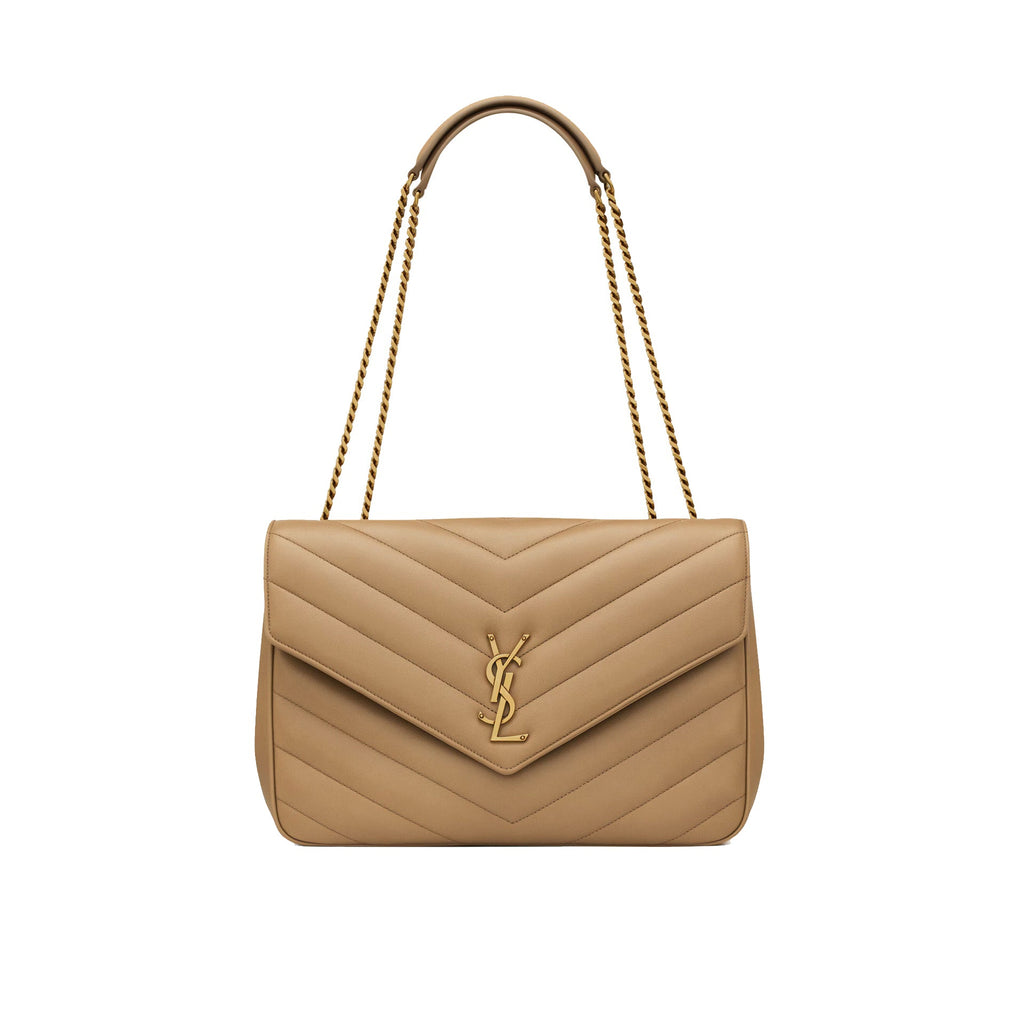 Saint Laurent - Bolso de hombro Loulou grande - Mujeres - Beige