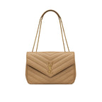 Saint Laurent - Bolso de hombro Loulou grande - Mujeres - Beige