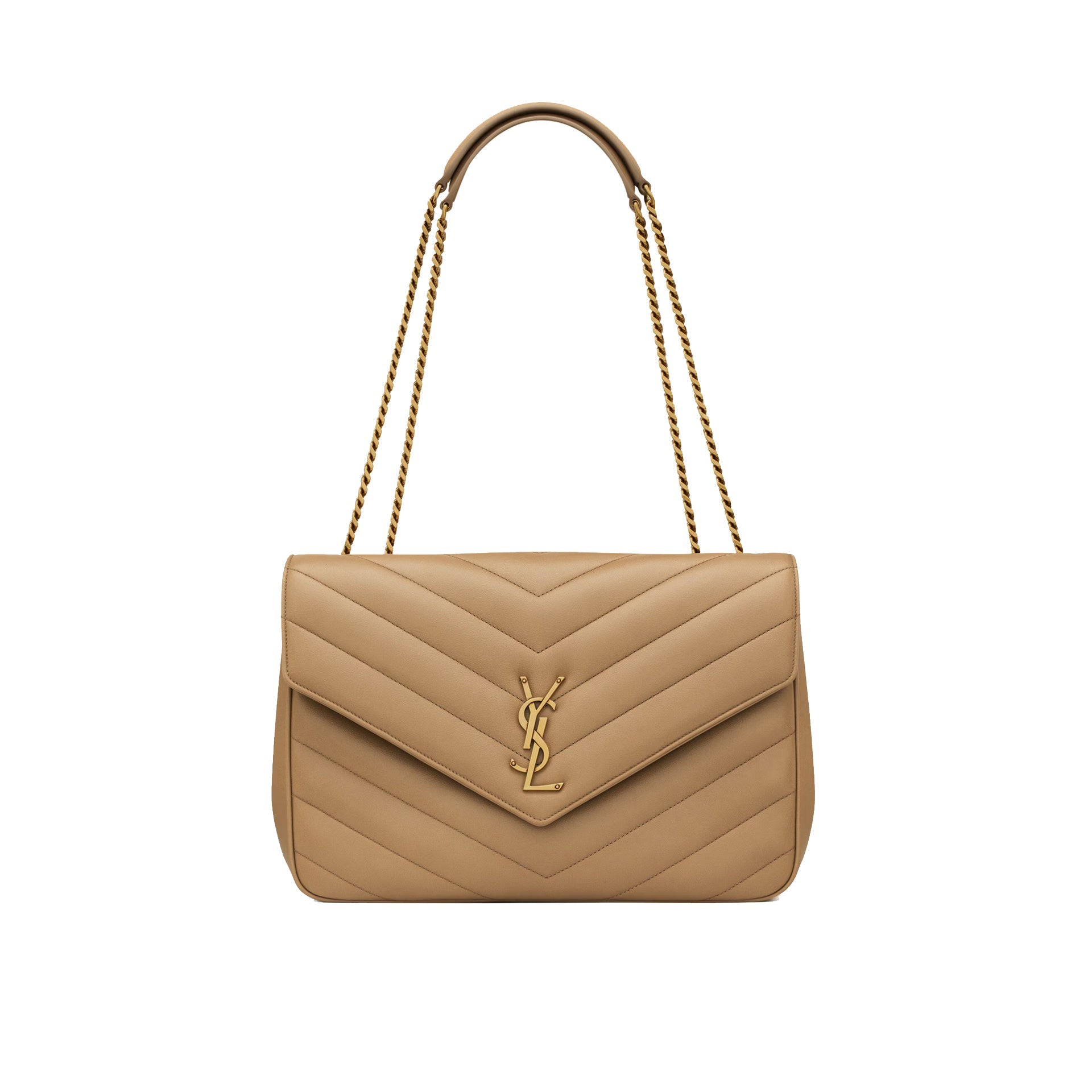 Saint Laurent - Bolso de hombro Loulou grande - Mujeres - Beige