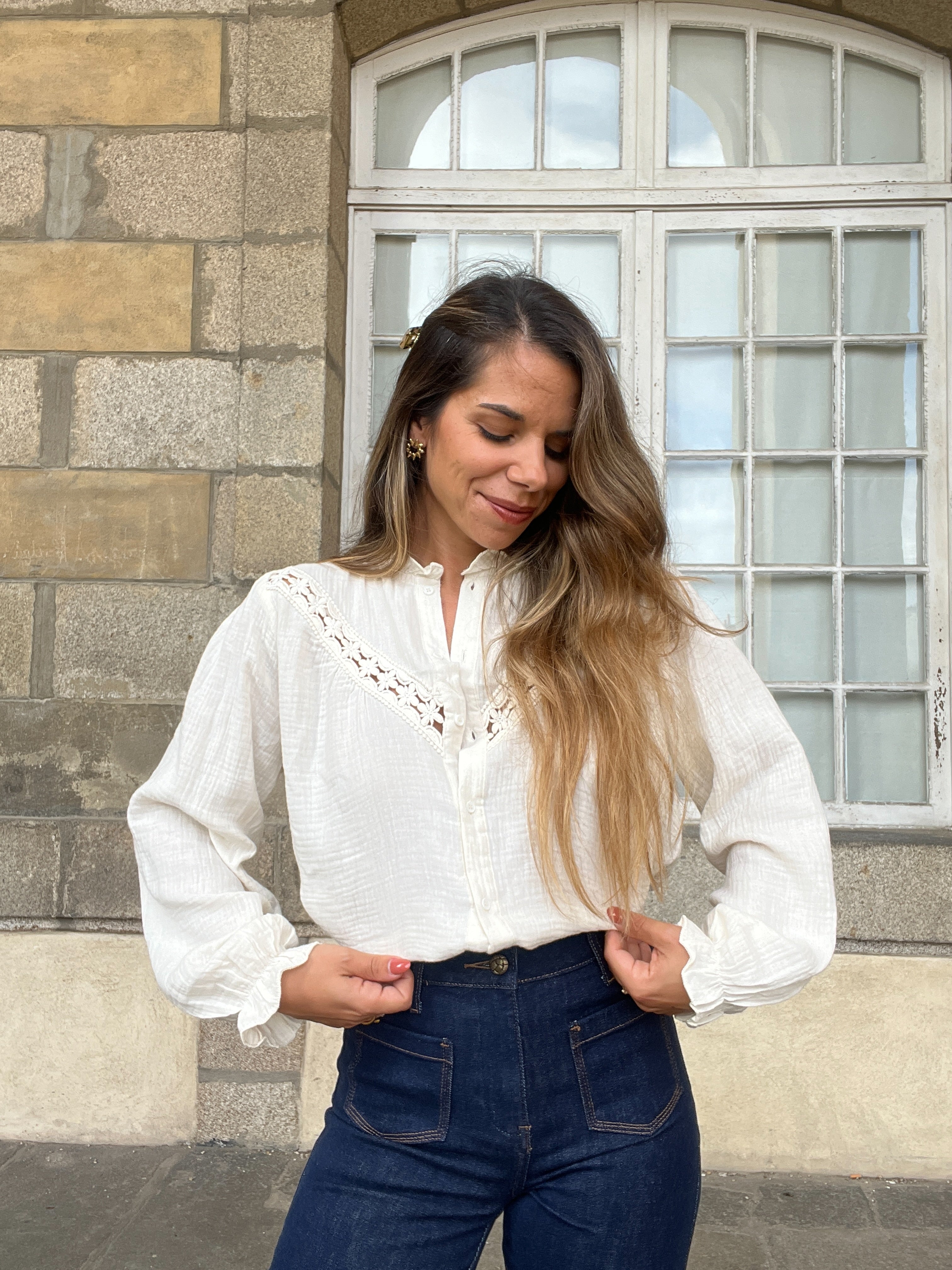 Blusa Angèle Crudo Bordada