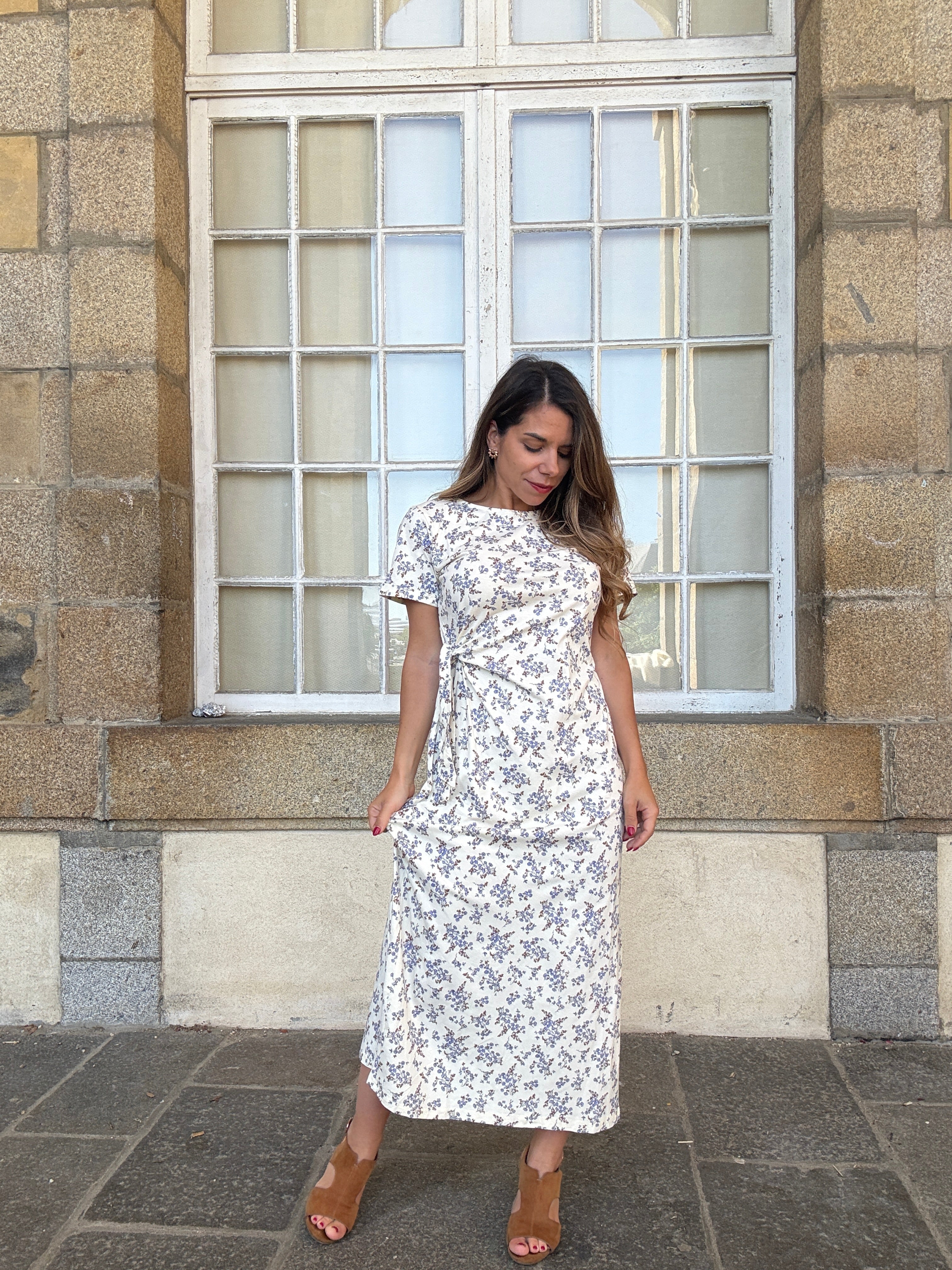 Vestido Largo Lazo Lucia Azul