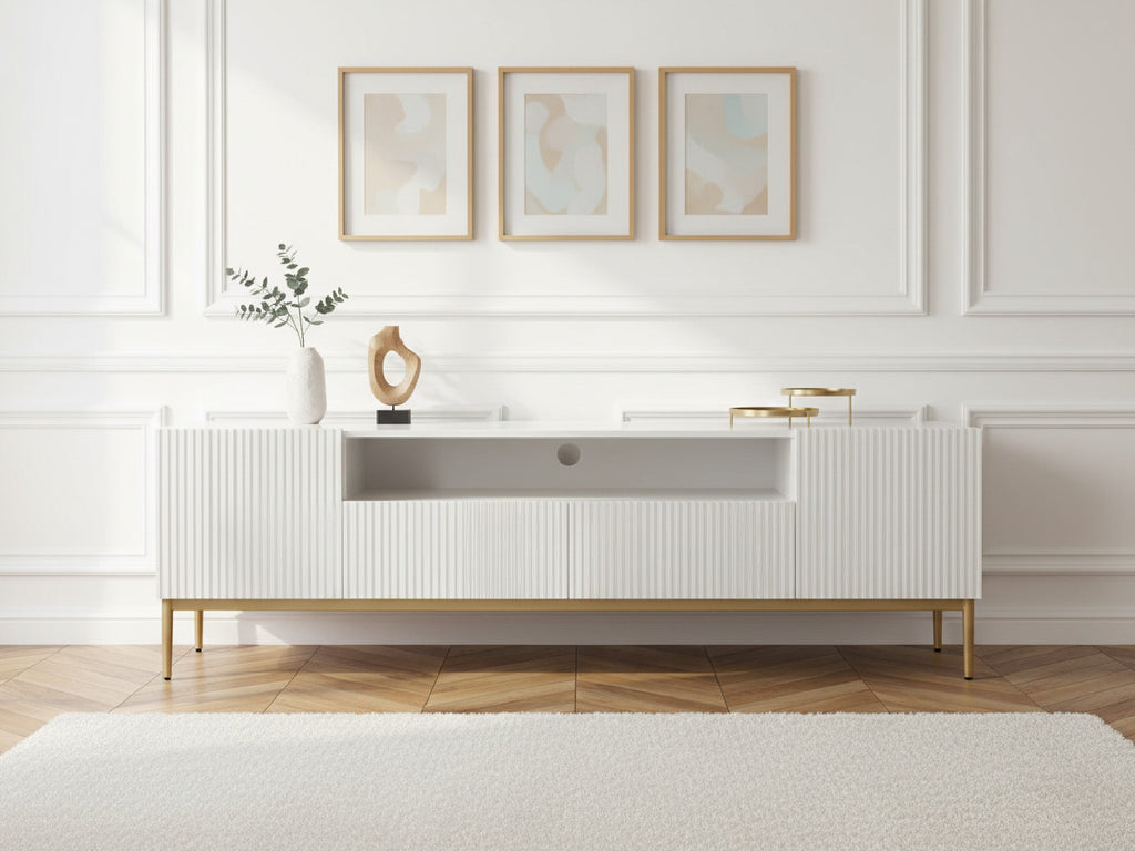 Kasha - TV Unit with Open Compartment - Gold Legs