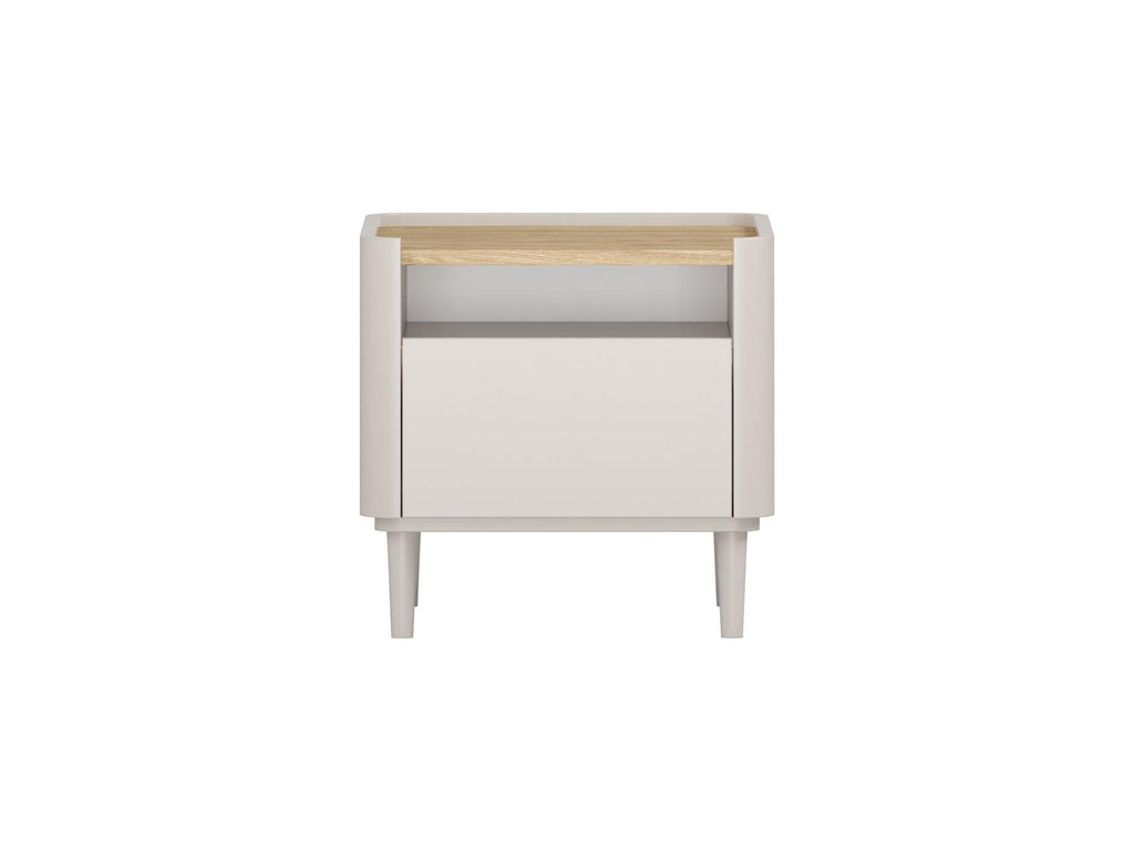 Anyra - Set of 2 Bedside Tables, 1 Drawer - Solid Wood Legs