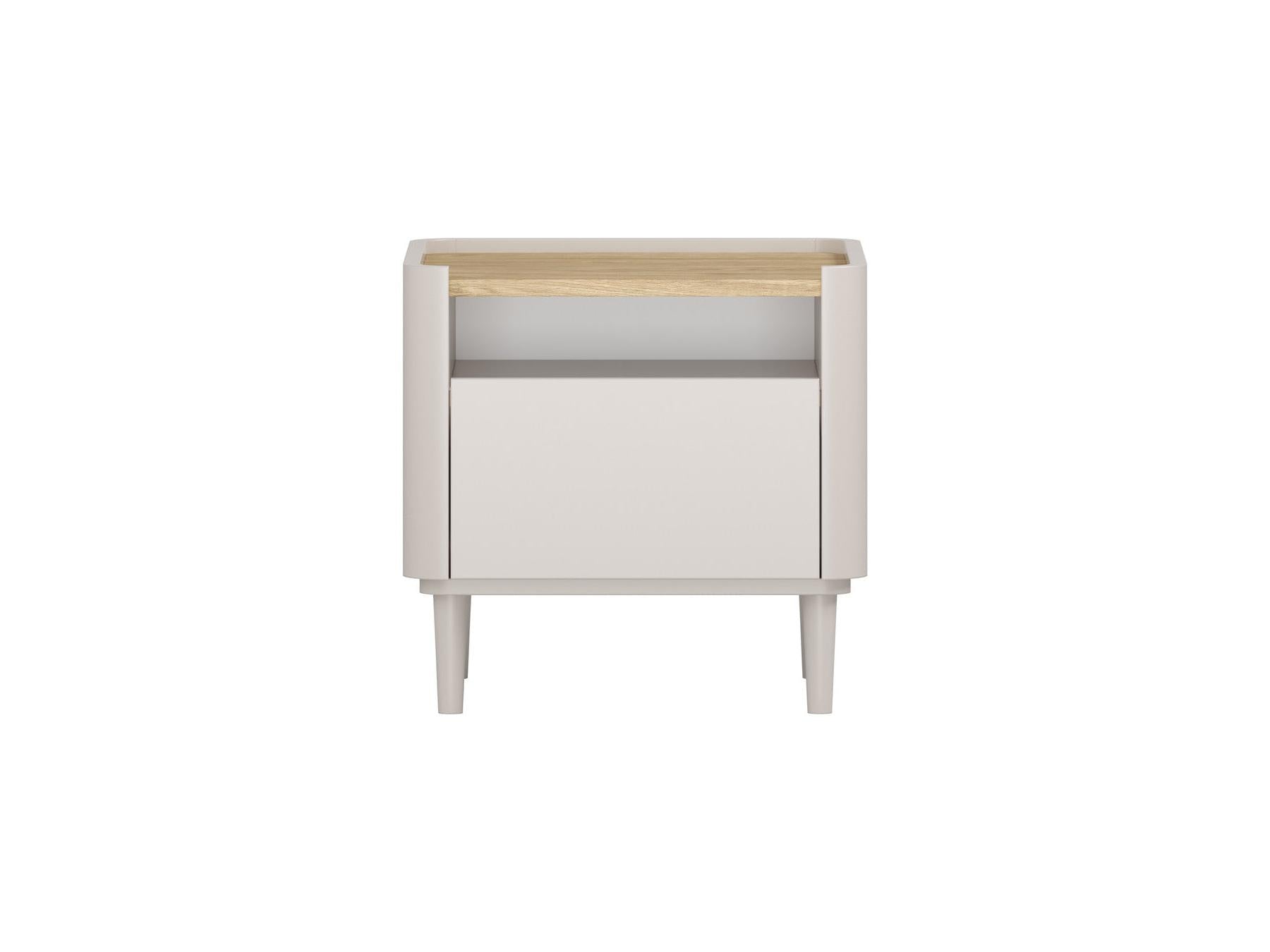 Anyra - Set of 2 Bedside Tables, 1 Drawer - Solid Wood Legs