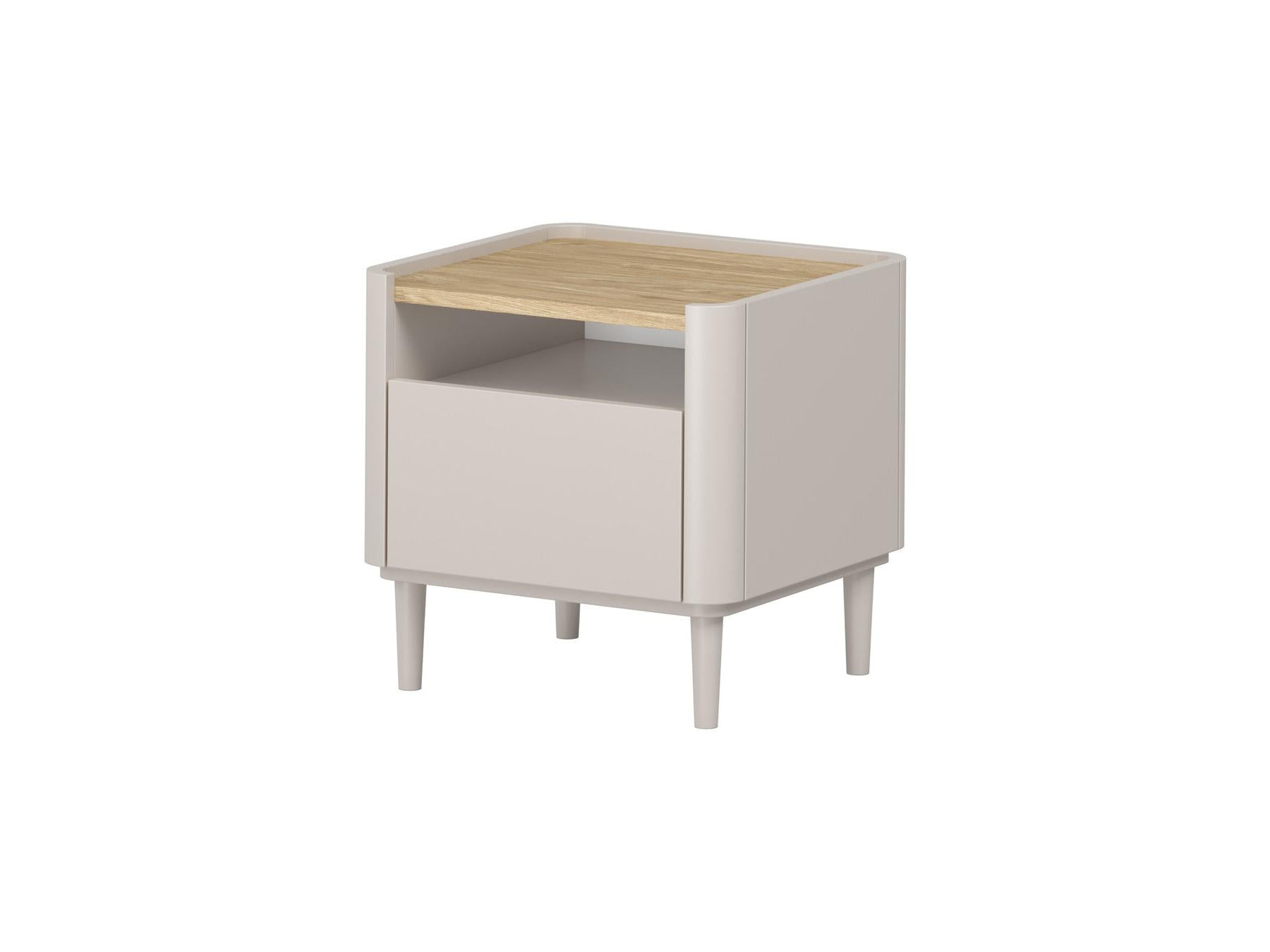 Anyra - Set of 2 Bedside Tables, 1 Drawer - Solid Wood Legs