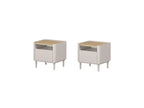 Anyra - Set of 2 Bedside Tables, 1 Drawer - Solid Wood Legs