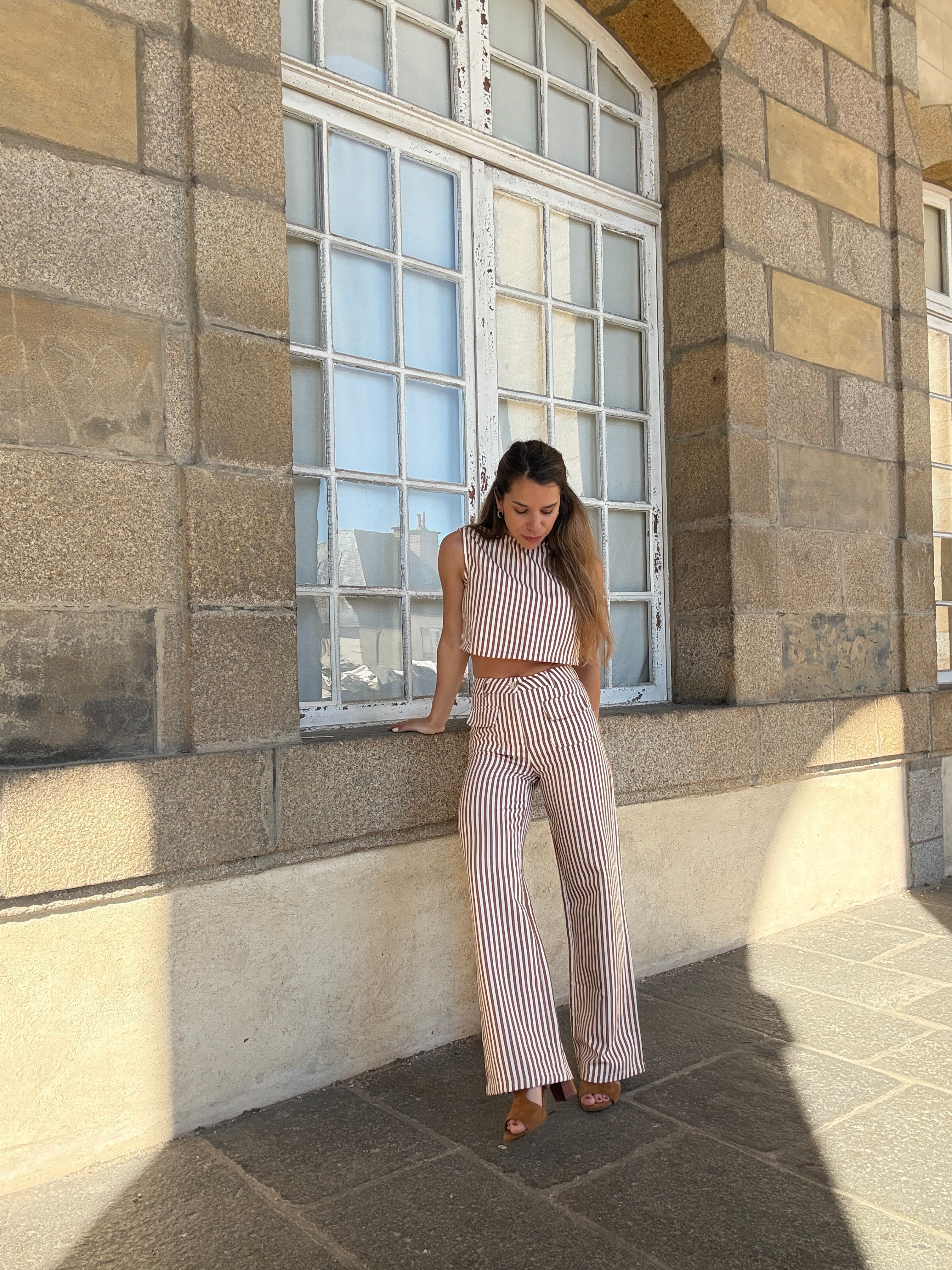 Camel Sailor Striped Top