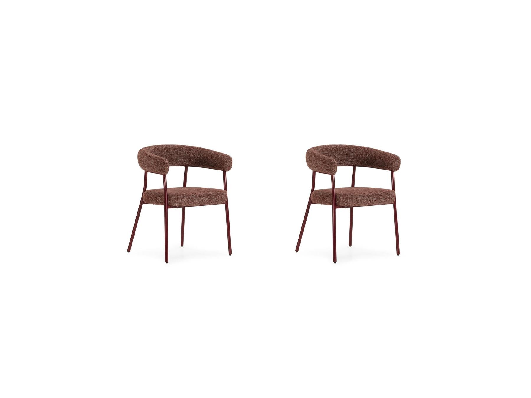 Rosa - Set of 2 Chairs - Red Textured Fabric
