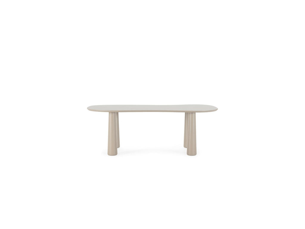 Sasha - Conjunto - Con mesa de comedor ovalada beige + sillas Mila de tejido texturizado - Lote de 4 sillas